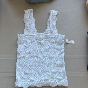 Aura White Textured Sleeveless Tank